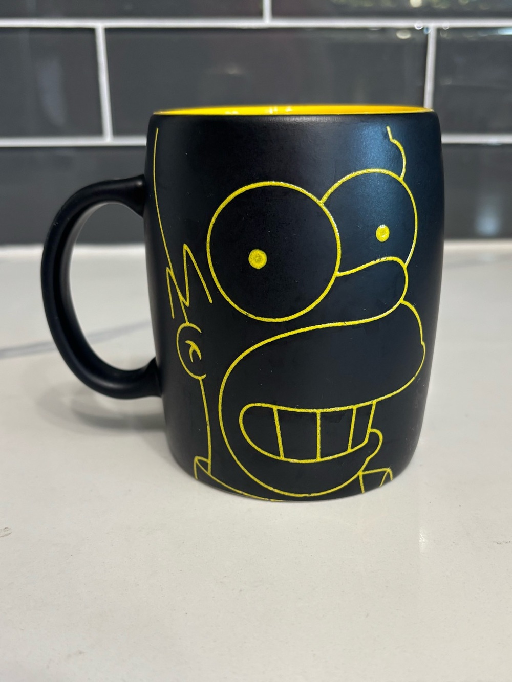 Black and Yellow Homer Simpson Outline Mug - Licensed Character Coffee Cup